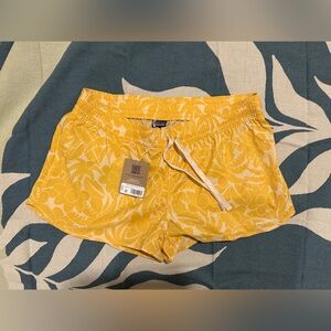 Patagonia board shorts medium brand new with tags, yellow drawstring zip pocket